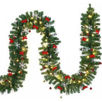 Goleto Vánoční ozdobená girlanda 10 m | teplá bílá 160 LED