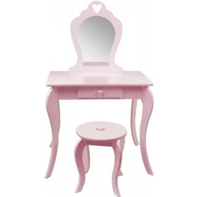 Pro-Tech shop kosmetický stolek se zrcadlem a taburetkou 62211 PHO0403 růžový – Sleviste.cz