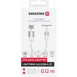 SWISSTEN OTG ADAPTÉR TEXTILE LIGHTNING (samec) / USB-A (samice) 0,12 M BÍLÝ – Zboží Živě