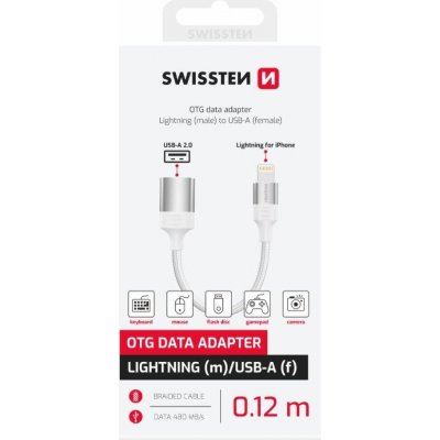 SWISSTEN OTG ADAPTÉR TEXTILE LIGHTNING (samec) / USB-A (samice) 0,12 M BÍLÝ – Zboží Živě