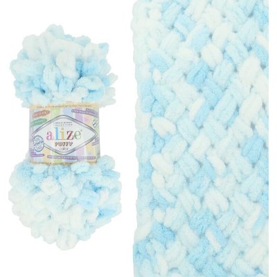 Alize Puffy Color 5924 modře bílá světla – Zboží Mobilmania