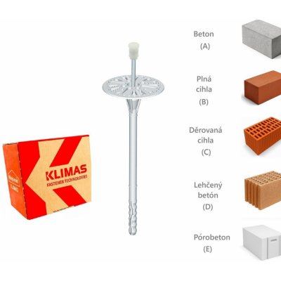 KLIMAS Wkret-met LMX-10 Talířová hmoždinka s kovovým trnem a zkrácenou expanzní zónou Ø10 mm 90 mm - 200 ks – Sleviste.cz