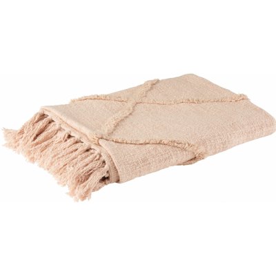 J-Line Károvaná deka bavlna růžová 130x170