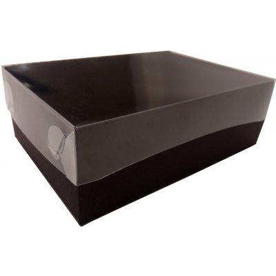 Dárková krabička s průhledným víkem 130x90x45 mm, černá