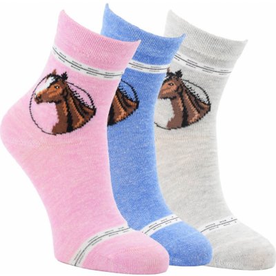 RS Dětské barevné bavlněné vzorované ponožky koně mix – Zboží Mobilmania