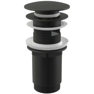 Alcadrain výpust umyvadlová CLICK/CLACK G 5/4" s přepadem, velká zátka, kov, černá-mat | A392BLACK – Sleviste.cz