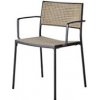 Zahradní židle a křeslo Cane-line Stohovatelné jídelní křeslo Less, 57x55x78 cm, rám hliník lava grey, výplet umělý ratan zdobný natural, lze koupit jen po 2ks