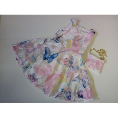 Dívčí bavlněné šaty na ramínka bílé + motýlci – Zboží Mobilmania