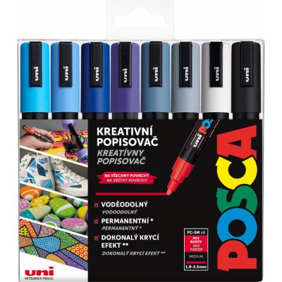 Posca Univerzální sada akrylátových popisovačů 1,8 - 2,5 mm mix chladných tónů 8 kusů PC-5M – Zbozi.Blesk.cz