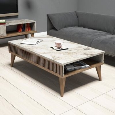 Hanah Home Milan walnut / white marble – Zboží Mobilmania