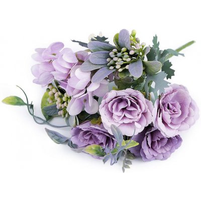 Umělé kytice růže, hortenzie, barva 5 fialová sv.