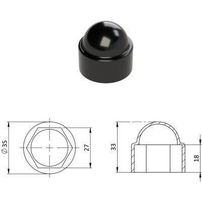 Kovoinox Krytka plastová na matice a šrouby M18, černá – Hledejceny.cz