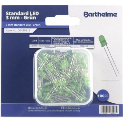 Barthelme sada LED zelená kulatý 3 mm 100 mcd 30 ° 20 mA 2 V