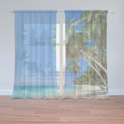 Sablio Záclony Palmová pláž: 2ks 150x250cm – Zboží Mobilmania