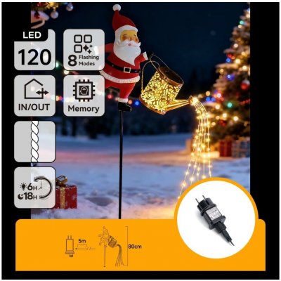 Aigostar B.V. Aigostar -LED Venk vánoční dekorace 120xLED/8 funkcí 80 cm IP44 Santa/teplá bílá B10303AGPQ – Hledejceny.cz