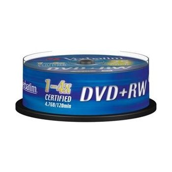 Verbatim DVD+RW 4,7GB 4x, SERL, cakebox, 25ks (43489)