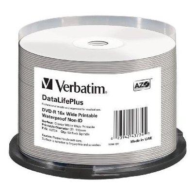 Verbatim DVD-R 4,7GB 16x, AZO, printable, cakebox, 50ks (43734) – Zbozi.Blesk.cz