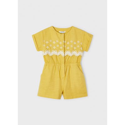 Mayoral overal s krátkým rukávem a madeirou hořčicový – Zboží Dáma