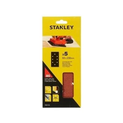 Stanley Brusné papíry pro vibrační brusku 93 x 230 mm děrované, P80, Black+Decker, AEG, 5 ks - ST-STA31153-XJ