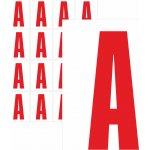 Písmena samolepící červená A samolepící vinylová fólie 75 mm písmo - aršík 4 ks – Zboží Dáma