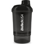 BioTech USA shaker Nano transparentní černá 300 ml + 150 ml – Zboží Dáma