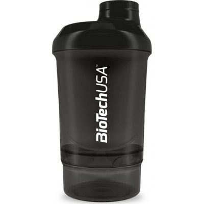 BioTech USA shaker Nano transparentní černá 300 ml + 150 ml – HobbyKompas.cz