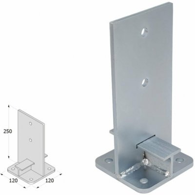 Domax Puw Šroubovací Patka Sloupku Typu T 120 - 120 X 41 X 250 X 8 mm – Hledejceny.cz