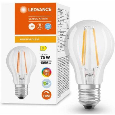 Ledvance LED žárovka LED E27 A60 7,5W = 75W 1055lm 4000K Neutrální bílá 300° CRI90 Filament Stmívatelná Superior – Hledejceny.cz