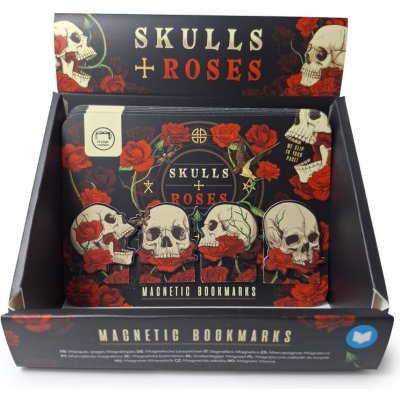 Záložky do knihy magnetické 4ks - Lebka a růže – Sleviste.cz