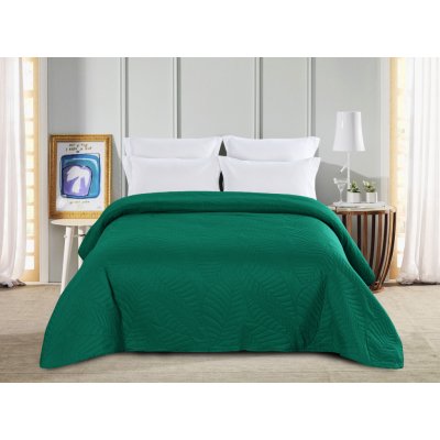 Textilomanie přehoz na postel Zelený se vzorem LEAVES 200 x 220 cm