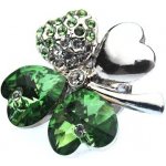 Swarovski Elements brož čtyřlístek Peridot – Zboží Mobilmania