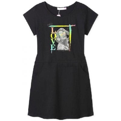 Dívčí letní šaty s obrázkem černá – Zboží Dáma