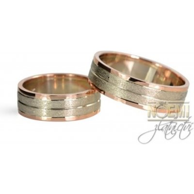 Moderní snubní prsteny zlaté dvoubarevné 0089