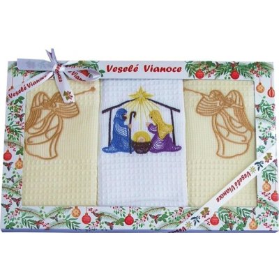 Forbyt Bavlněné utěrky Vánoční Dárkové balení Jesličky sada 3 ks 50 x 70 cm – Zboží Dáma