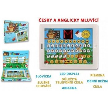 Teddies Naučný tablet moudré sovy dvojjazyčný CZ+AJ na baterie se zvukem