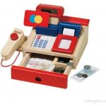 Goki dřevěná multifunkční pokladna se scannerem kreditní kartou kalkulačkou displejem – Zboží Mobilmania