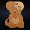 Dřevěná hračka Amadea dřevěné puzzle pes masivní dřevo dvou druhů dřevin 11x15x3 cm