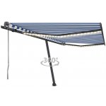 VidaXL Automatická markýza LED a senzor větru 450 x 300 cm modrobílá – Zboží Mobilmania