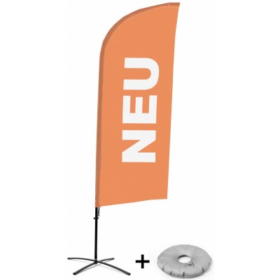 Jansen Display Kompletní sada reklamní vlajky ve tvaru křídla, Novinka, oranžová, německy Křížová Základna, 1273 x 3030 mm – Zboží Živě