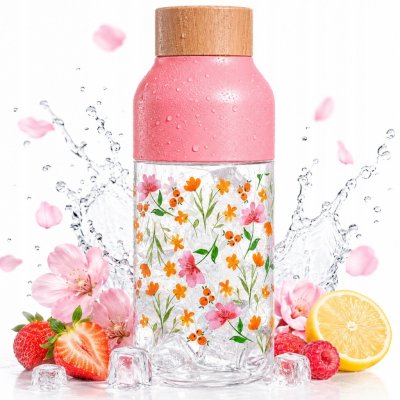 QUOKKA Ice Plastová láhev PINK FLOWERS 570 ml – Hledejceny.cz