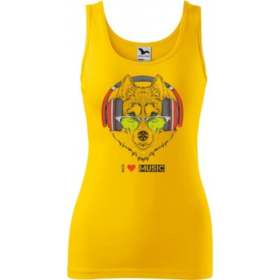 Dobrý Triko dámské tílko s potiskem I love music Žlutá – Zboží Dáma