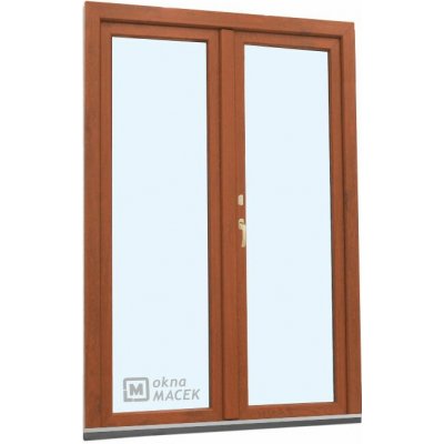 Kömmerling balkonové dveře 70 AD O+OS klapačka levé zlatý dub/bílá 120 x 210 cm oboustranná klika + FAB + hliníkový práh – Hledejceny.cz