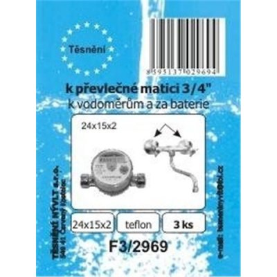 TĚSNĚNÍ NÝVLT s.r.o. SADA - ploché těsnění - teflon - 3/4"- 24 x 15 x 2 mm - F3/2969 – Zboží Mobilmania