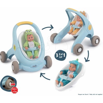 SMOBY 210207 Croc Baby Walker MiniKiss 3in1 Chodítko a kočárek pro panenku s brzdou – Sleviste.cz