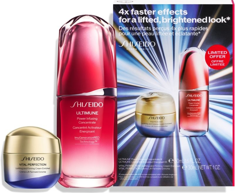 Shiseido Vital Perfection liftingový zpevňující krém pro suchou pleť 50 ml + energizující a ochranný koncentrát na obličej 30 ml dárková sada
