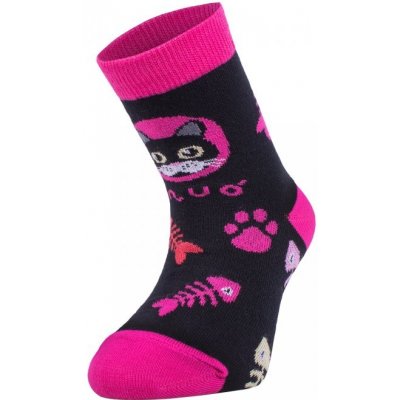Unuo dětské bambusové ponožky Kočka růžové – Zboží Mobilmania