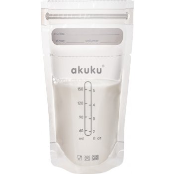 Akuku transparentní sterilní sáčky pro skladování mléka a pokrmů 150ml 30ks transparentní