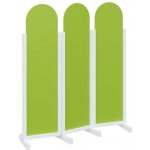 Atmosfere ROUND 116 dřevěný 3-dílný paraván mobilní výška 1600 mm rám bílá výplň jarní zeleň – Zboží Dáma