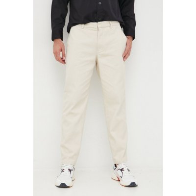Emporio Armani bavlněné kalhoty pánské béžová jednoduché