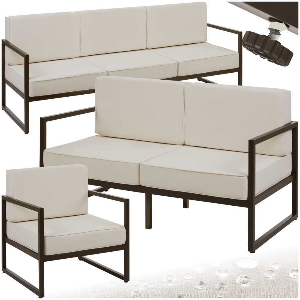 tectake 405821 zahradní sedací souprava comosa pro 6 osob, xxl-polstrování - hnědá/béžová
